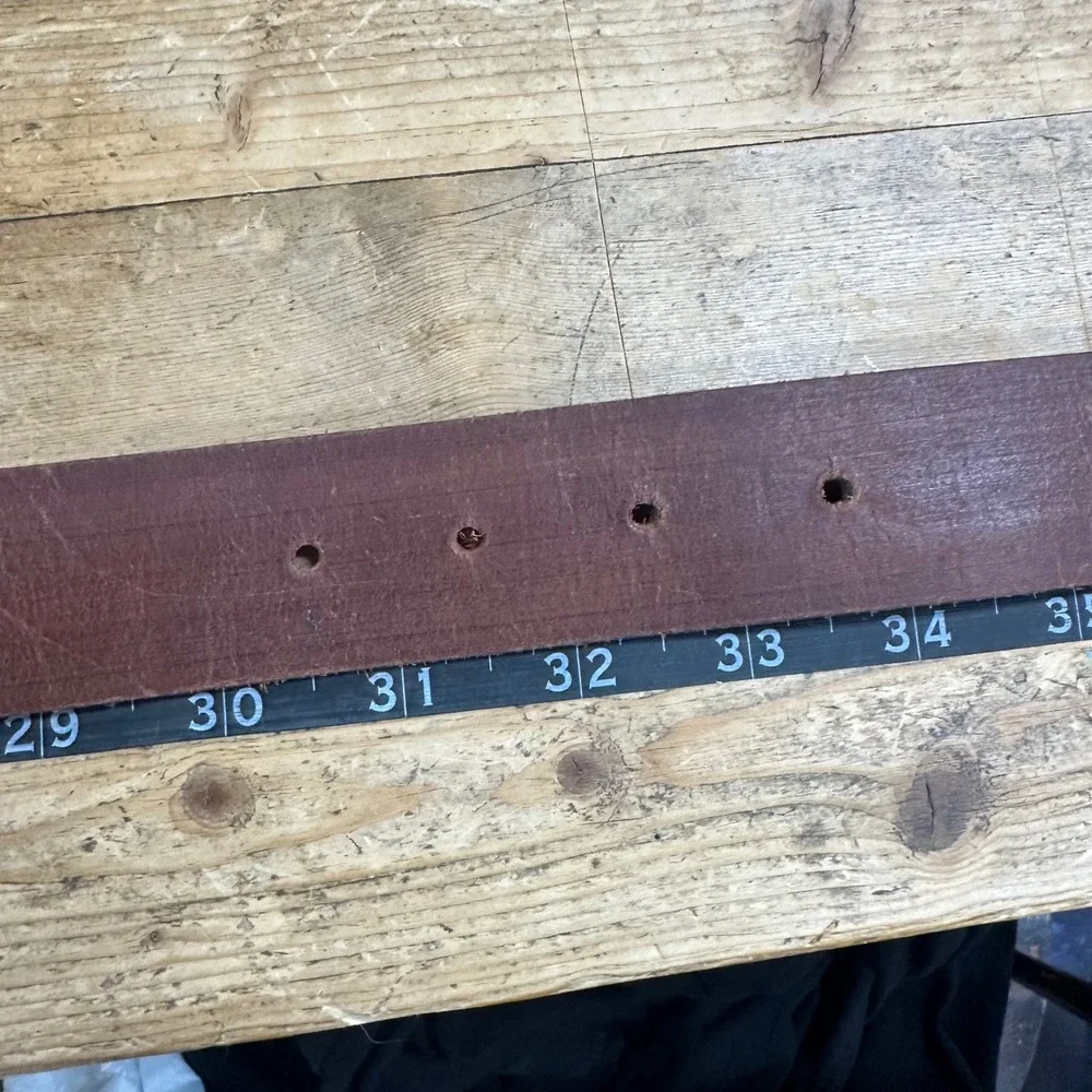 Nice Leather Brown Distressed Belt Seafoam Green Marbled Western Buckle Large‎